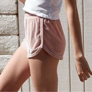 John Galt Pink Velour Velvet Lisette Track Shorts One size